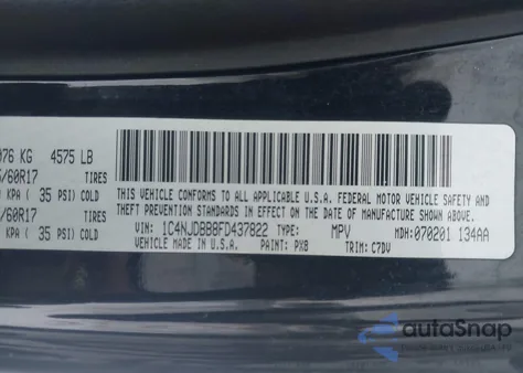 2015 Jeep Compass Sport z USA, uszkodzony, nr VIN 1C4NJDBB8FD437822